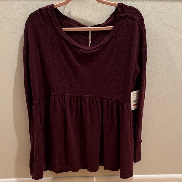 Free People Tops - Free People Deep Burgundy Long Sleeve Top